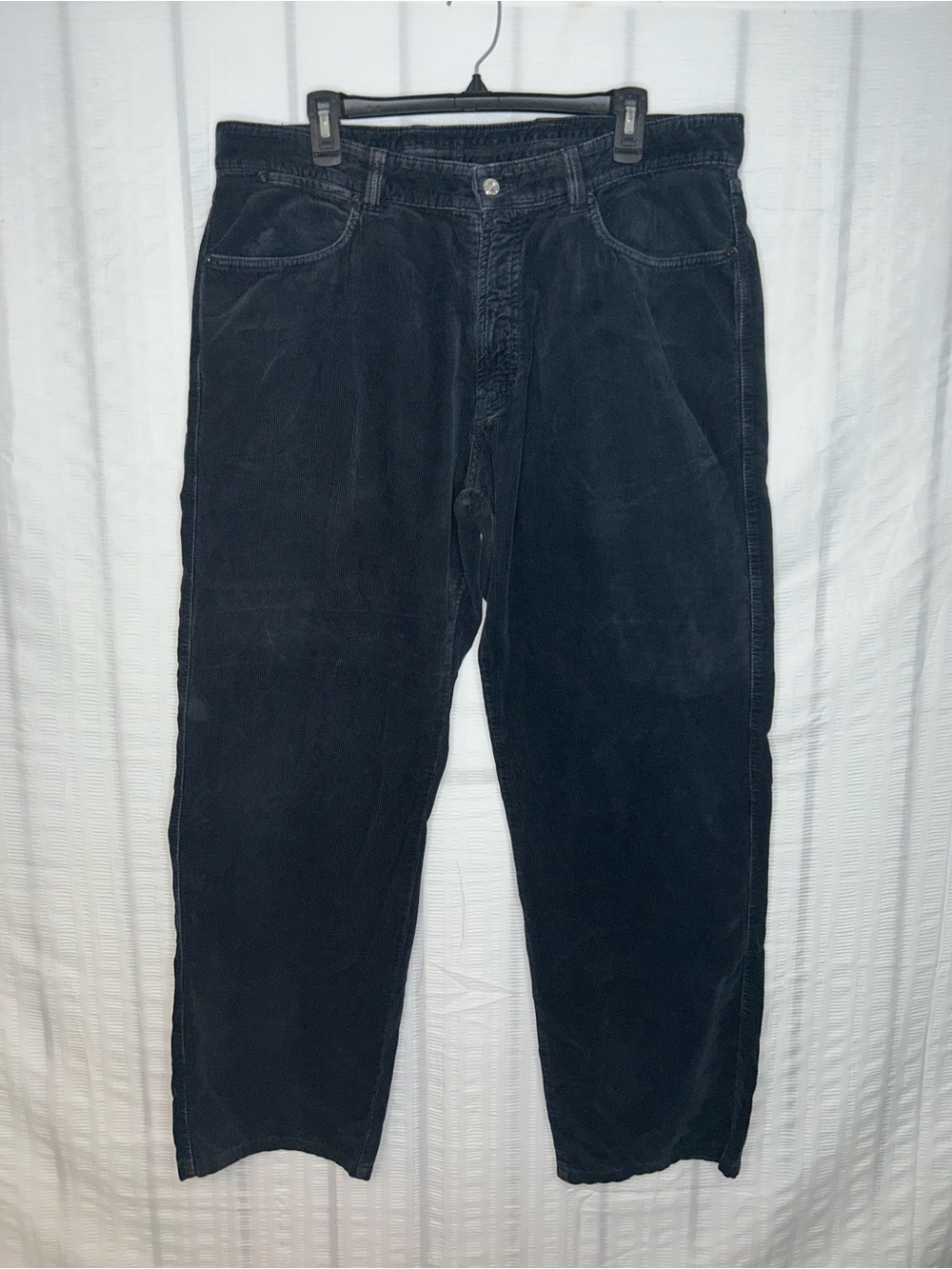 Ermenegildo Zegna Corduroy Pants High Rise Straight Leg Men 40x30 Black Italy